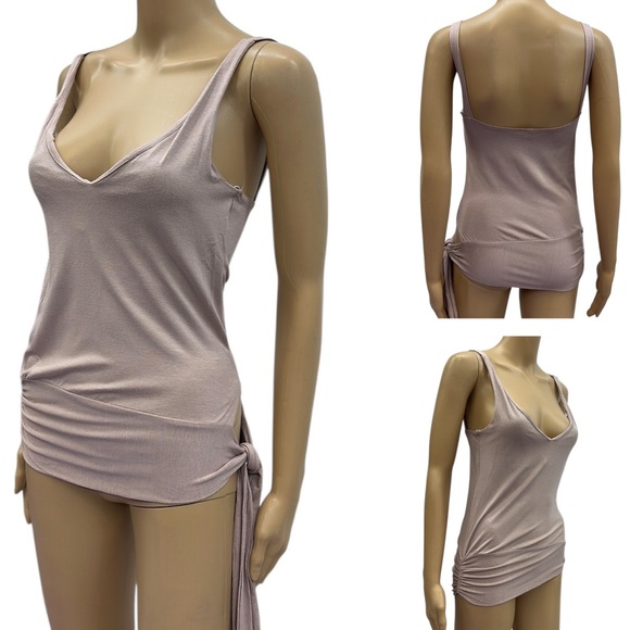 Ya Design of Nature Muted Rose V Neck Ruched and Tie Sides Tank Top Womens Small - Picture 1 of 12